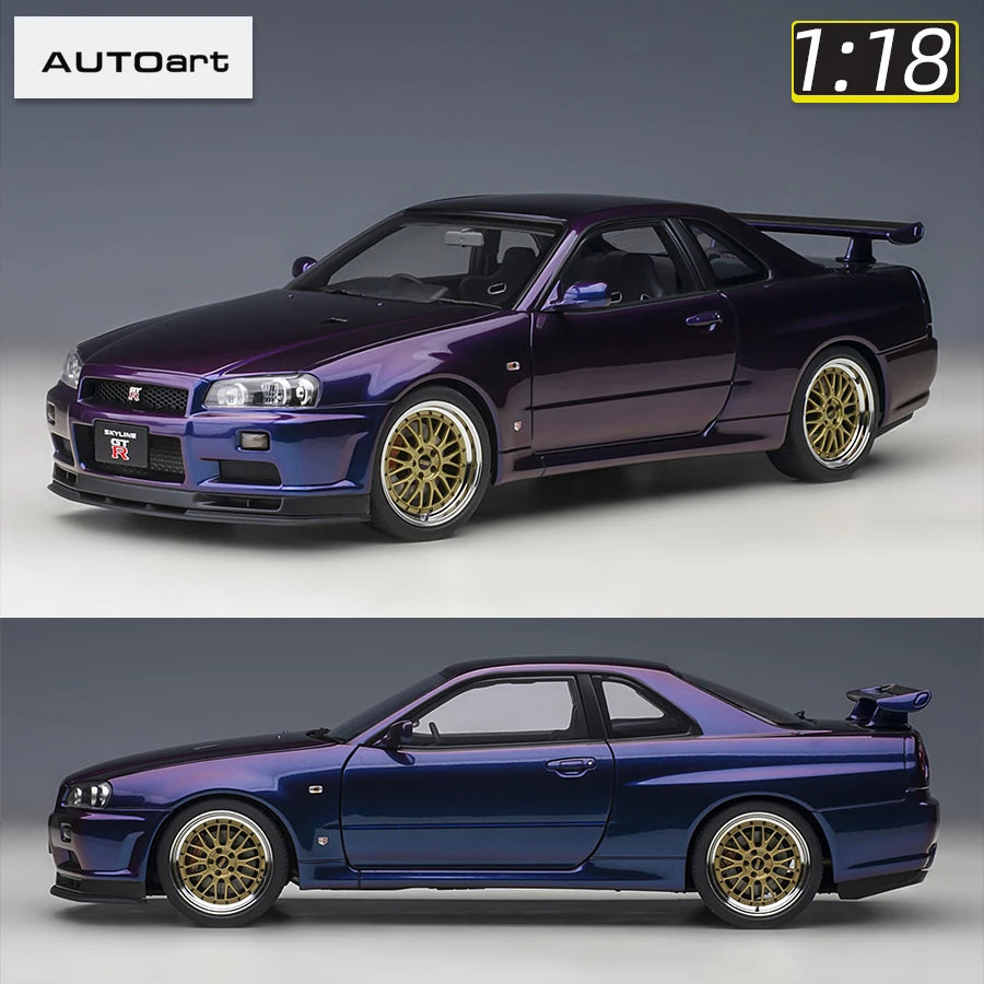 Lookrover AUTOart 1:18 Nissan R34 NISMO GT-R Z-TUNE Sports Car Diecast Model Static Display Gift