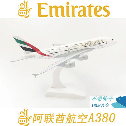 Lookrover Emirates Airbus A380 Alloy Resin Airplane Model 20cm Gift Toy Plane for Children