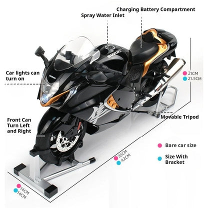 Lookrover Suzuki Hayabusa 1:6 Scale Motorcycle Model Toy Shock Absorption Sprayable Boys Hobby