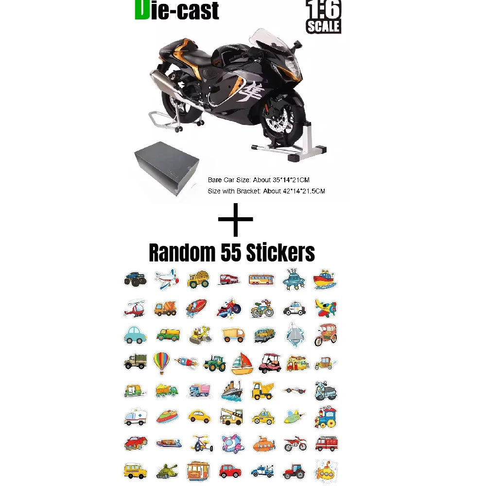Lookrover Suzuki Hayabusa 1:6 Scale Motorcycle Model Toy Shock Absorption Sprayable Boys Hobby