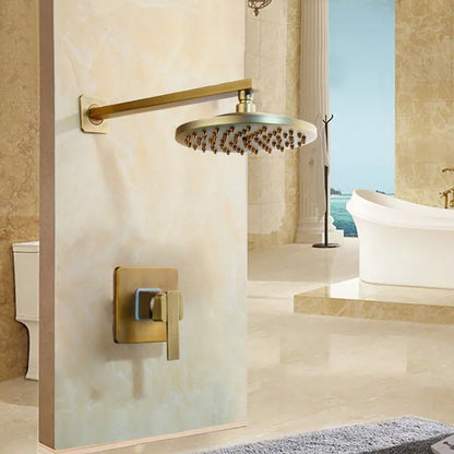 Lookrover Antique Brass Rainfall Shower Set 8 Inch Wall Mount Complete System