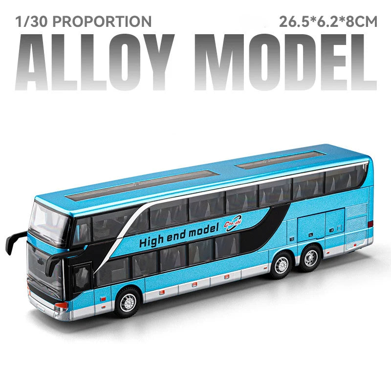 Lookrover Luxury Electric Airport Business Bus Alloy Diecast Sound Light City Tour Model Kids Toy Gift