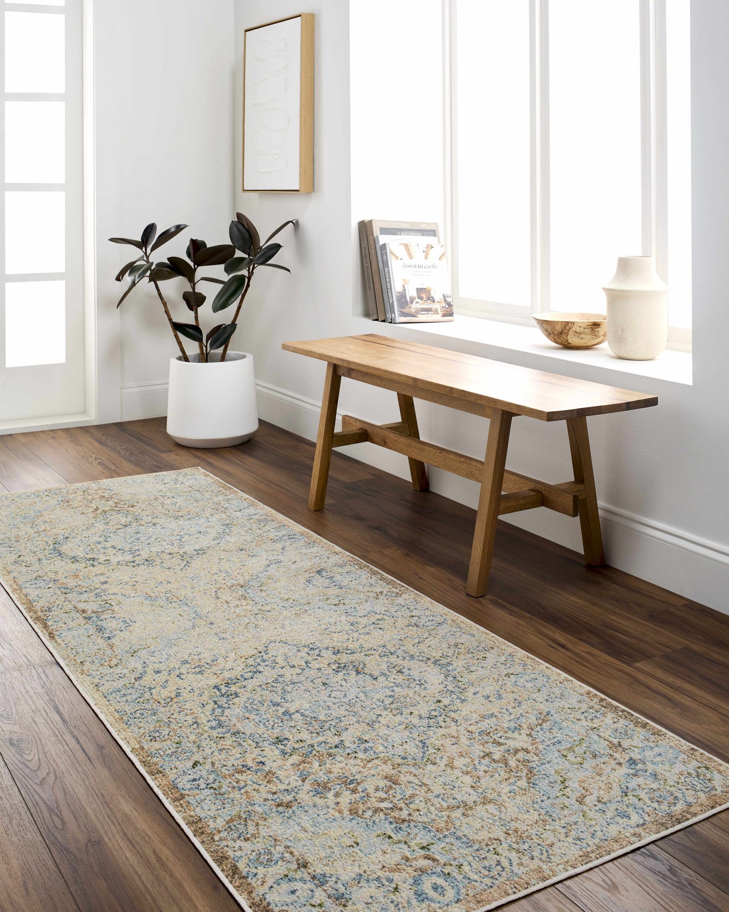 Aurum Blue Washable Area Rug - Clearance
