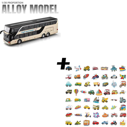 Lookrover 1:30 Business Long-Distance Bus Alloy Diecast Pull Back Sound Light Ornament Kids Gift