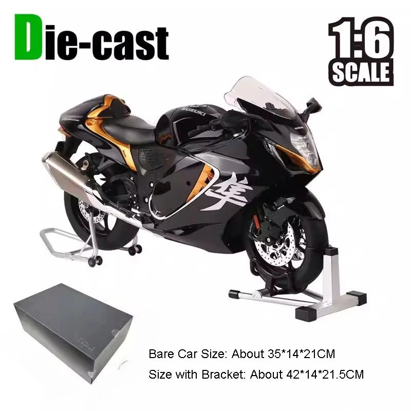 Lookrover Suzuki Hayabusa 1:6 Scale Motorcycle Model Toy Shock Absorption Sprayable Boys Hobby