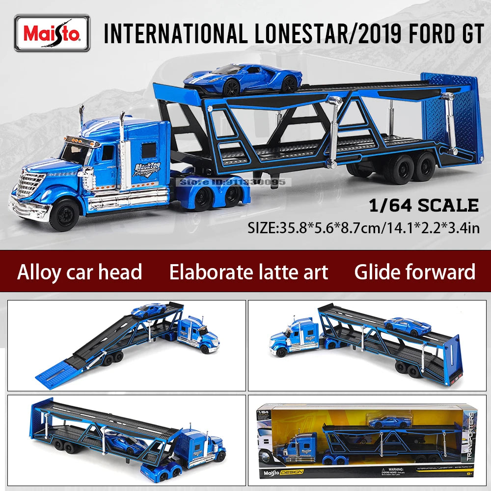 Lookrover Maisto 1:64 1993 International LoneStar 454 Transport Trailer Alloy Simulation Model Collection