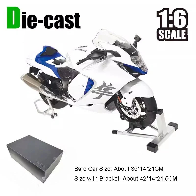 Lookrover Suzuki Hayabusa 1:6 Scale Motorcycle Model Toy Shock Absorption Sprayable Boys Hobby