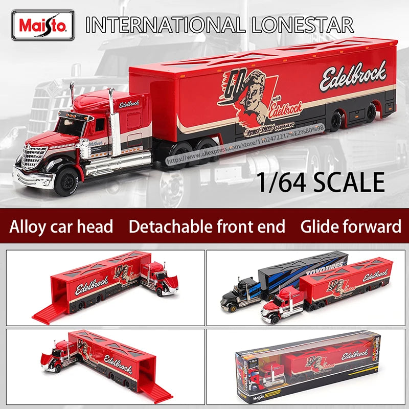 Lookrover Maisto 1:64 1993 International LoneStar 454 Transport Trailer Alloy Simulation Model Collection