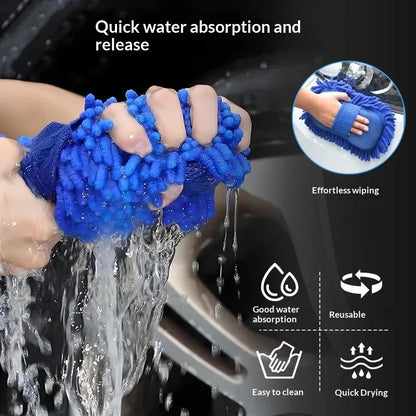 Lookrover Microfiber Car Wash Gloves Ultra Absorbent Scratch-Free Auto Cleaning Tool 1/2pcs