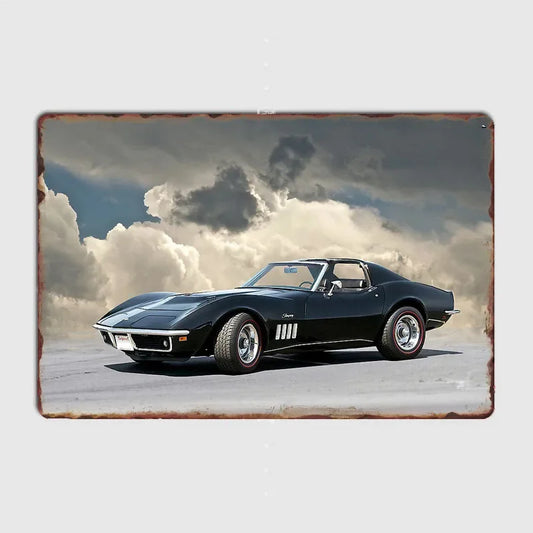 Lookrover C3 Corvette Stingray Classic Car Metal Tin Sign Poster Garage Room Decor Wall Art
