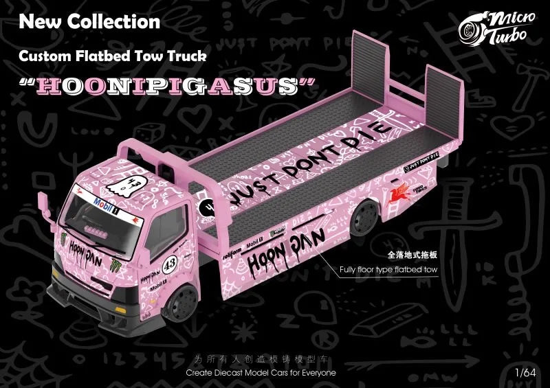 Micro Turbo 1/64 FullDrop Flatbed Modified Trailer Rocket Bunny Conquest Alloy Car Model Simulation Static Display Car Boy Gift