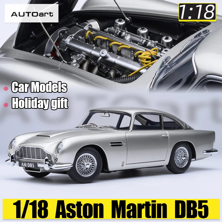 Lookrover Autoart 1:18 Aston Martin DB5 Birch Silver Full-Open Doors Diecast Sports Car Model