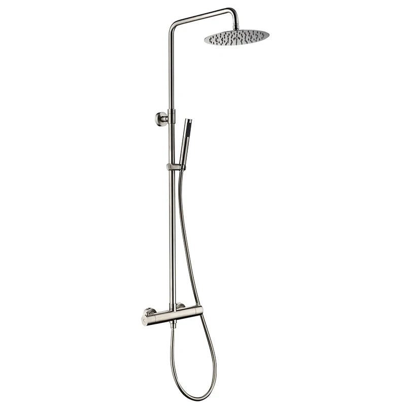 Lookrover Thermostatic Shower System Brushed Gold Wall Mount Rainfall Head