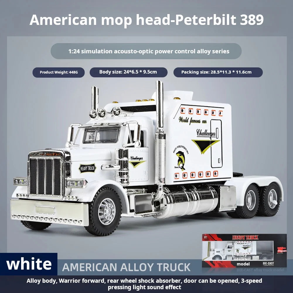 Lookrover Peterbilt 389 1:24 Alloy Truck Diecast Light Sound Open Doors Suspension Collectible Gift
