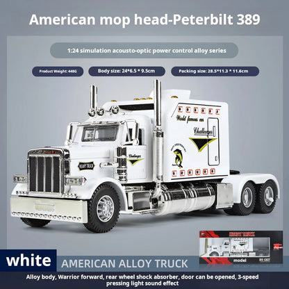 Lookrover Peterbilt 389 1:24 Alloy Truck Diecast Light Sound Open Doors Suspension Collectible Gift