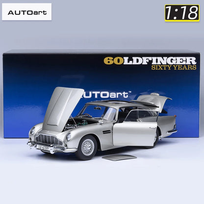 Lookrover Autoart 1:18 Aston Martin DB5 Birch Silver Full-Open Doors Diecast Sports Car Model