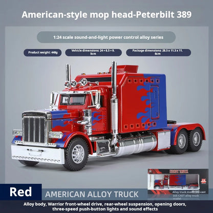 Lookrover Peterbilt 389 1:24 Alloy Truck Diecast Light Sound Open Doors Suspension Collectible Gift