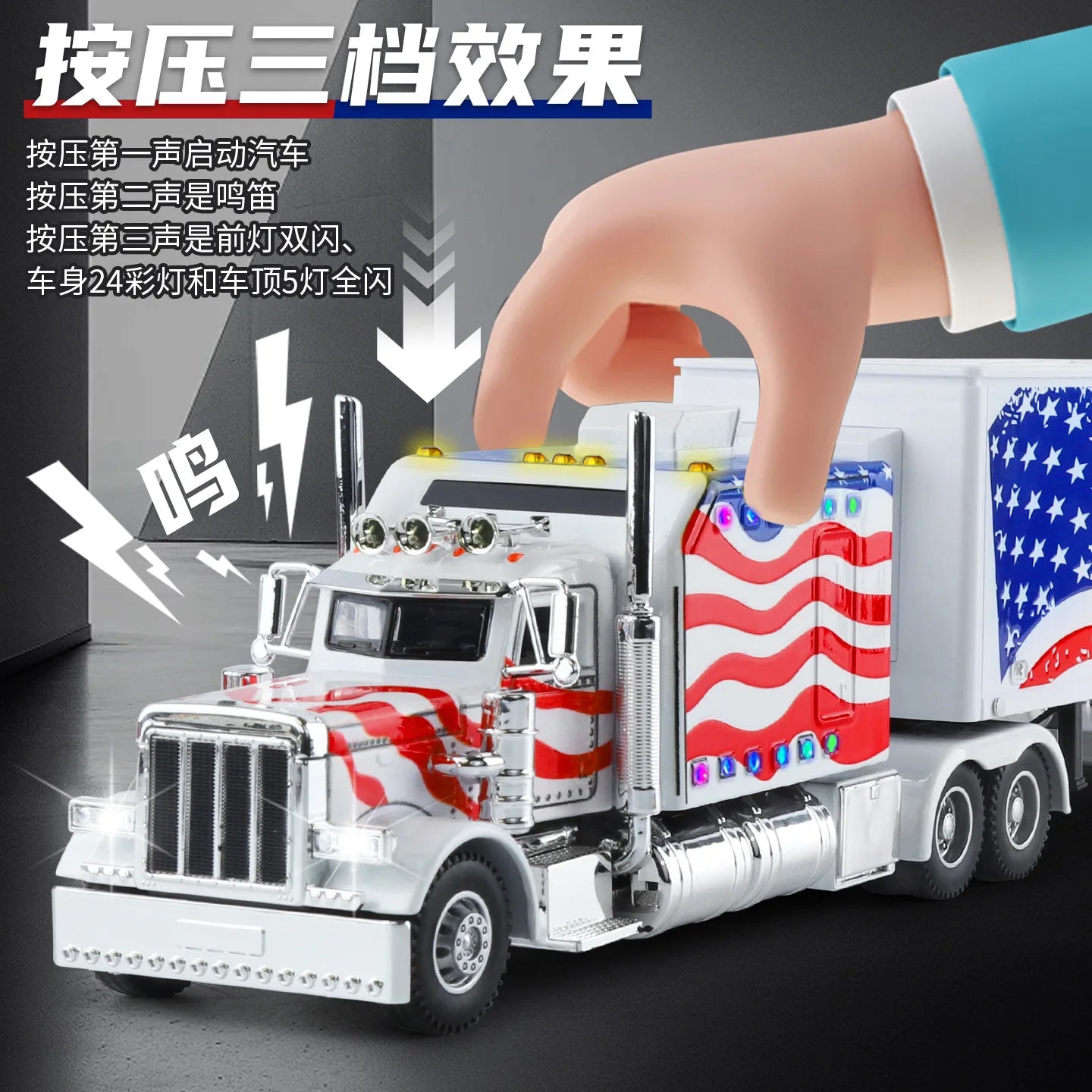 Lookrover Peterbilt 389 American Heavy-Duty Truck 1:24 Diecast Metal Simulation Toy Gift
