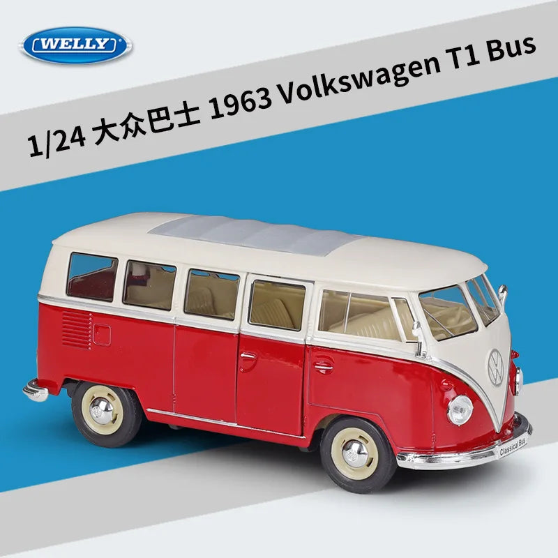 Lookrover WELLY 1:24 Volkswagen T2 Bus 1972 Diecast Alloy Classic Car Model Toy Kid Gift Collection