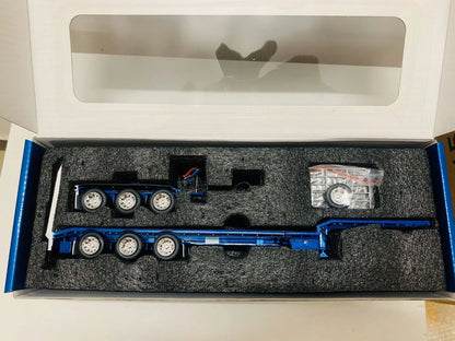 Lookrover 1:50 Die-Cast Extendable Dropdeck Trailer Truck Model 45ft Blue Scene Decoration Gift