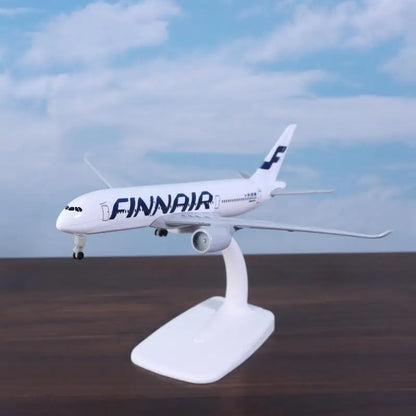Lookrover Airbus A350 Finnair Airplane Model Alloy Metal 20cm with Wheels Display Kit