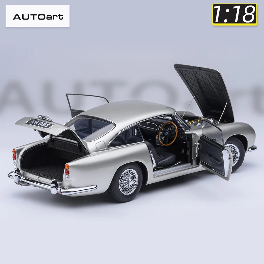 Lookrover Autoart 1:18 Aston Martin DB5 Birch Silver Full-Open Doors Diecast Sports Car Model