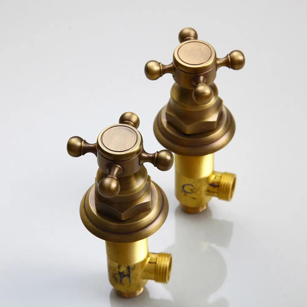 Lookrover Antique Brass Rainfall Shower Set 8 Inch Wall Mount Complete System