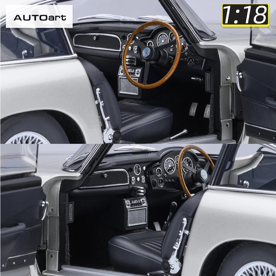 Lookrover Autoart 1:18 Aston Martin DB5 Birch Silver Full-Open Doors Diecast Sports Car Model