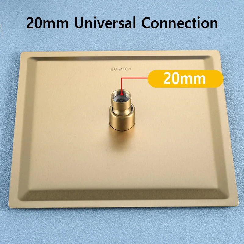 Lookrover Luxury Gold Pressurized Shower Head High-Pressure Rainfall Round