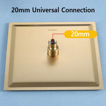 Lookrover Luxury Gold Pressurized Shower Head High-Pressure Rainfall Round