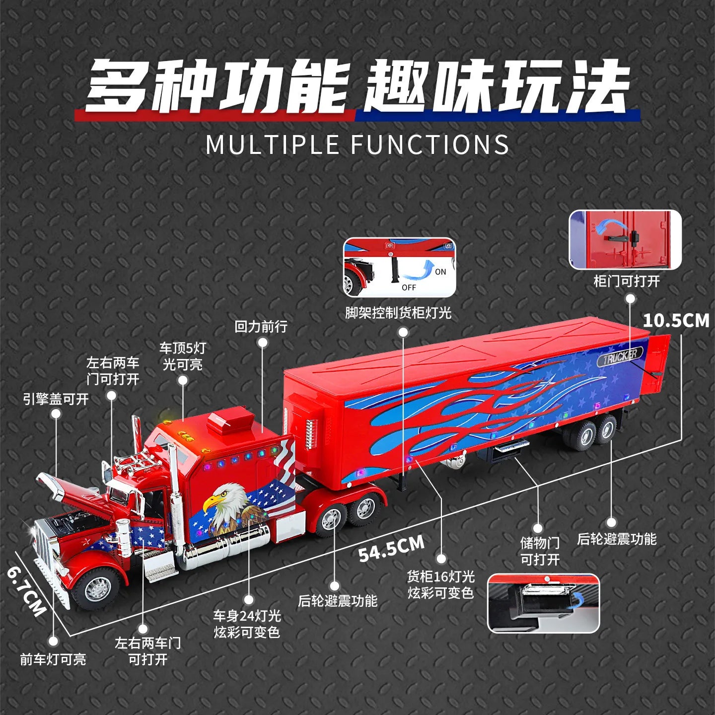 Lookrover Peterbilt 389 American Heavy-Duty Truck 1:24 Diecast Metal Simulation Toy Gift