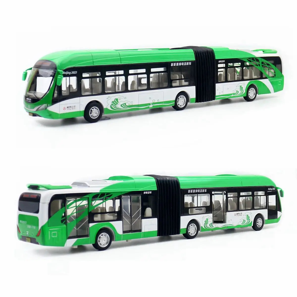 Lookrover 1:32 Articulated Double Section Bus Diecast Pull Back Sound Light Open Doors Collection Gift