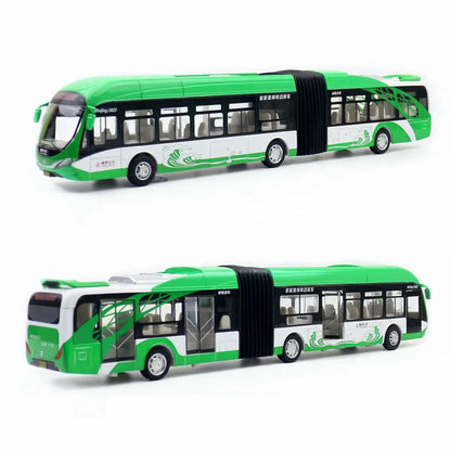 Lookrover 1:32 Articulated Double Section Bus Diecast Pull Back Sound Light Open Doors Collection Gift
