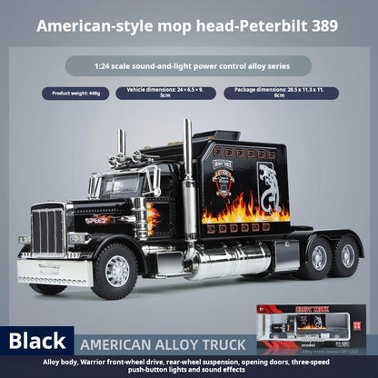 Lookrover Peterbilt 389 1:24 Alloy Truck Diecast Light Sound Open Doors Suspension Collectible Gift