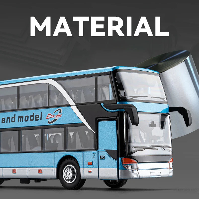 Lookrover Luxury Electric Airport Business Bus Alloy Diecast Sound Light City Tour Model Kids Toy Gift