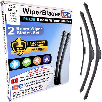 2014 Mazda CX-5 Wiper Blades w/1yr Wear Warranty (Set of 3) w/Rear Wipers