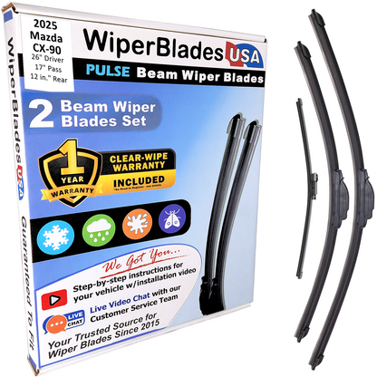 2025 Mazda CX-90 Wiper Blades w/1yr Wear Warranty (Set of 3) w/Rear Wipers
