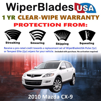 2010 Mazda CX-9 Wiper Blades w/1yr Wear Warranty (Set of 3) w/Rear Wipers