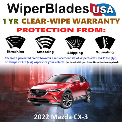 2022 Mazda CX-3 Wiper Blades w/1yr Wear Warranty (Set of 3) w/Rear Wipers
