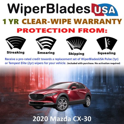 2020 Mazda CX-30 Wiper Blades w/1yr Wear Warranty (Set of 3) w/Rear Wipers
