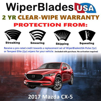 2017 Mazda CX-5 Wiper Blades Set w/2yr Warranty (Set of 2) Tempest Elite Wipers