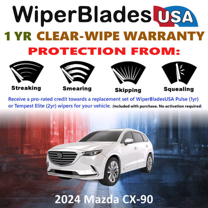 2024 Mazda CX-90 Wiper Blades w/1yr Wear Warranty (Set of 3) w/Rear Wipers