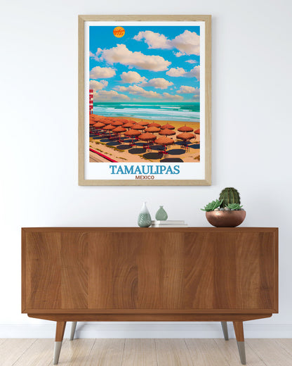 Tamaulipas Poster Print - Playa Miramar Travel Art - Tamaulipas Art Print - Tamaulipas Travel Print - Mexico Travel Poster