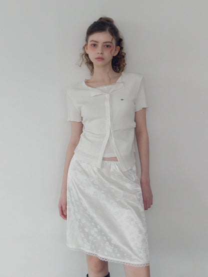 Divet flower satin banding midi skirt