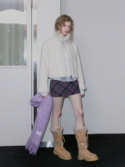 Bear Collar Short Shearling Jumper