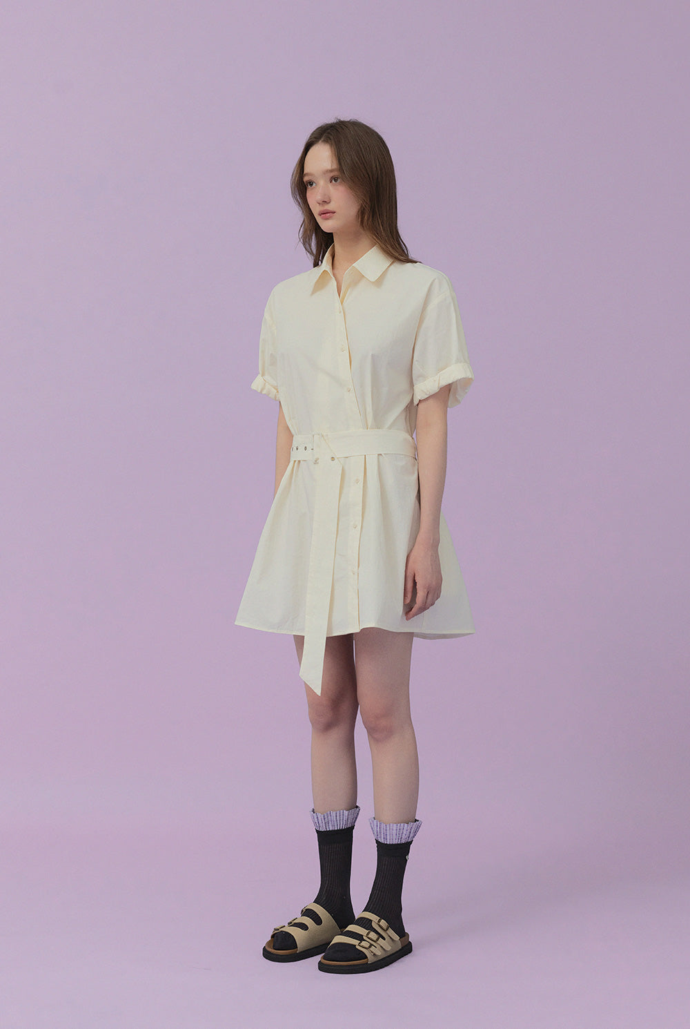 Lovin Roll-Up Shirt Dress (Belt Set)