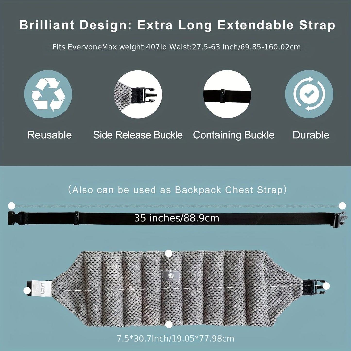 Lookrover Microwavable Lower Back Heat Pack with Adjustable Strap Pain Relief Therapy
