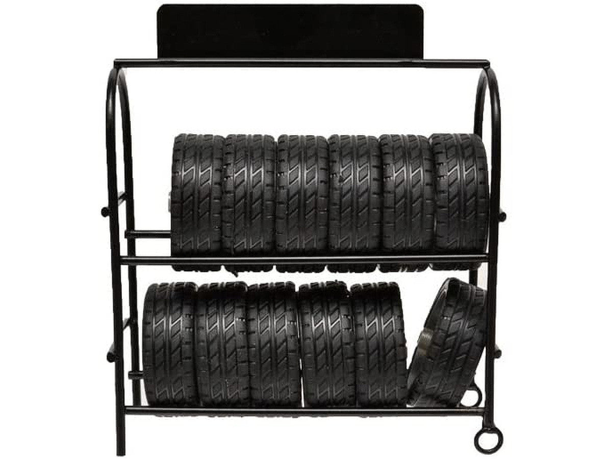 Raft metalic pentru anvelope cu jante și cauciucuri pentru modele la scară 1/24 de la American Diorama