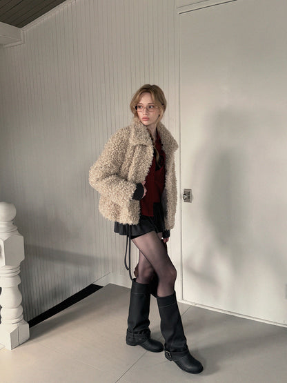 Rotten Wide-Collar Teddy Fur Jacket