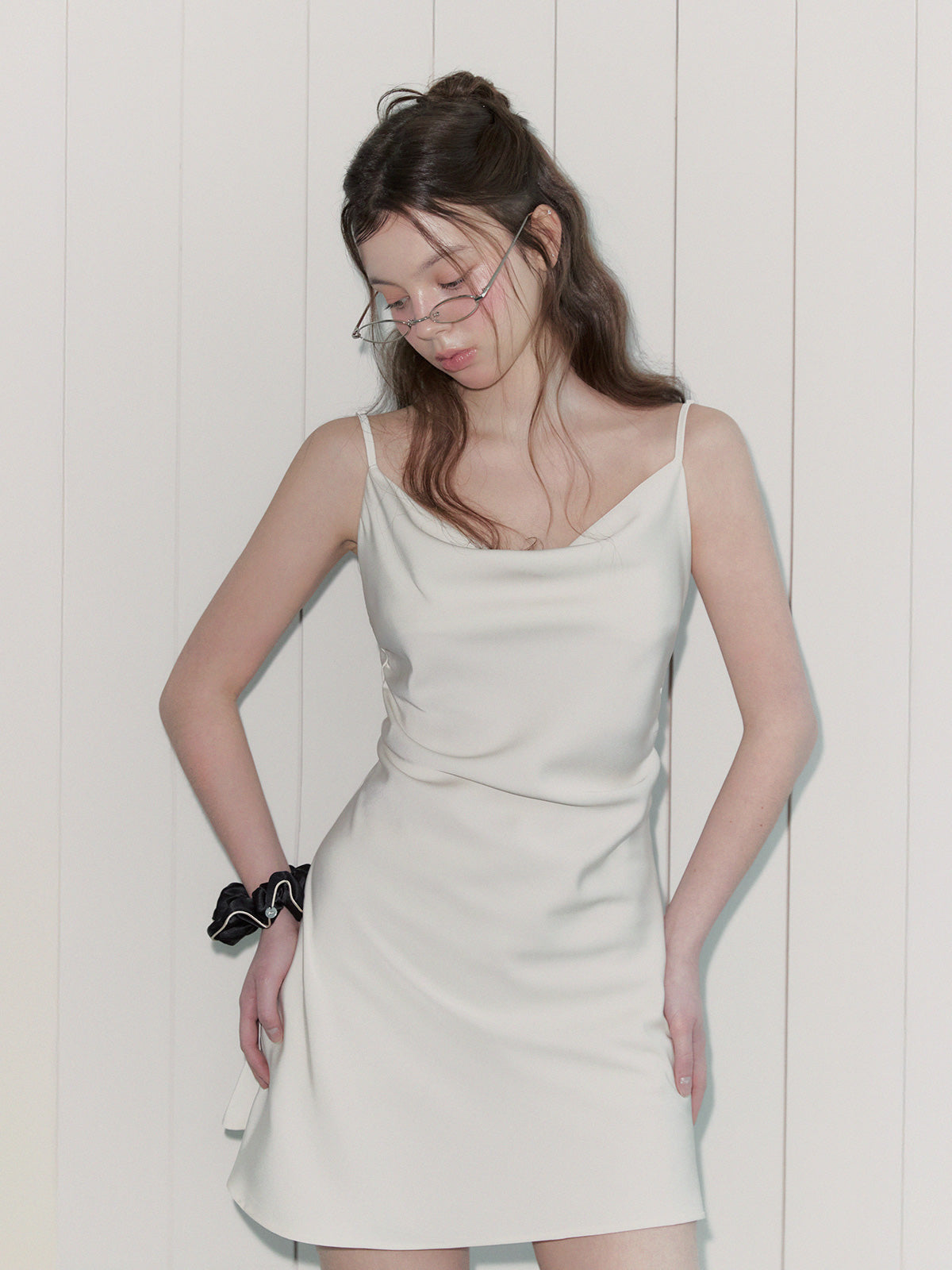 Rubel Satin Shirred Sleeveless Mini Dress